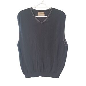 City Casuals By Haggar Cotton Men's Size XL Black V-Neck Sweater Vest